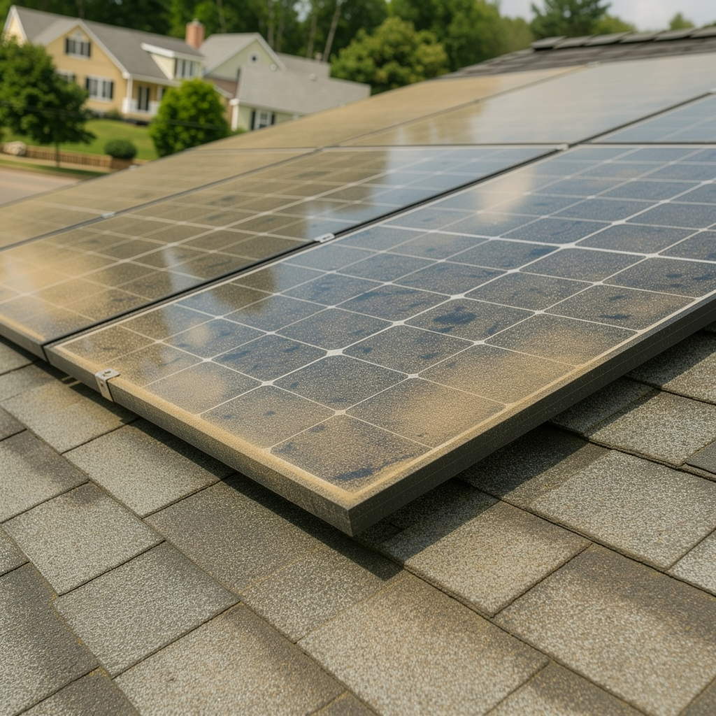 Before: Solar panels with tree sap residue in Branford, CT