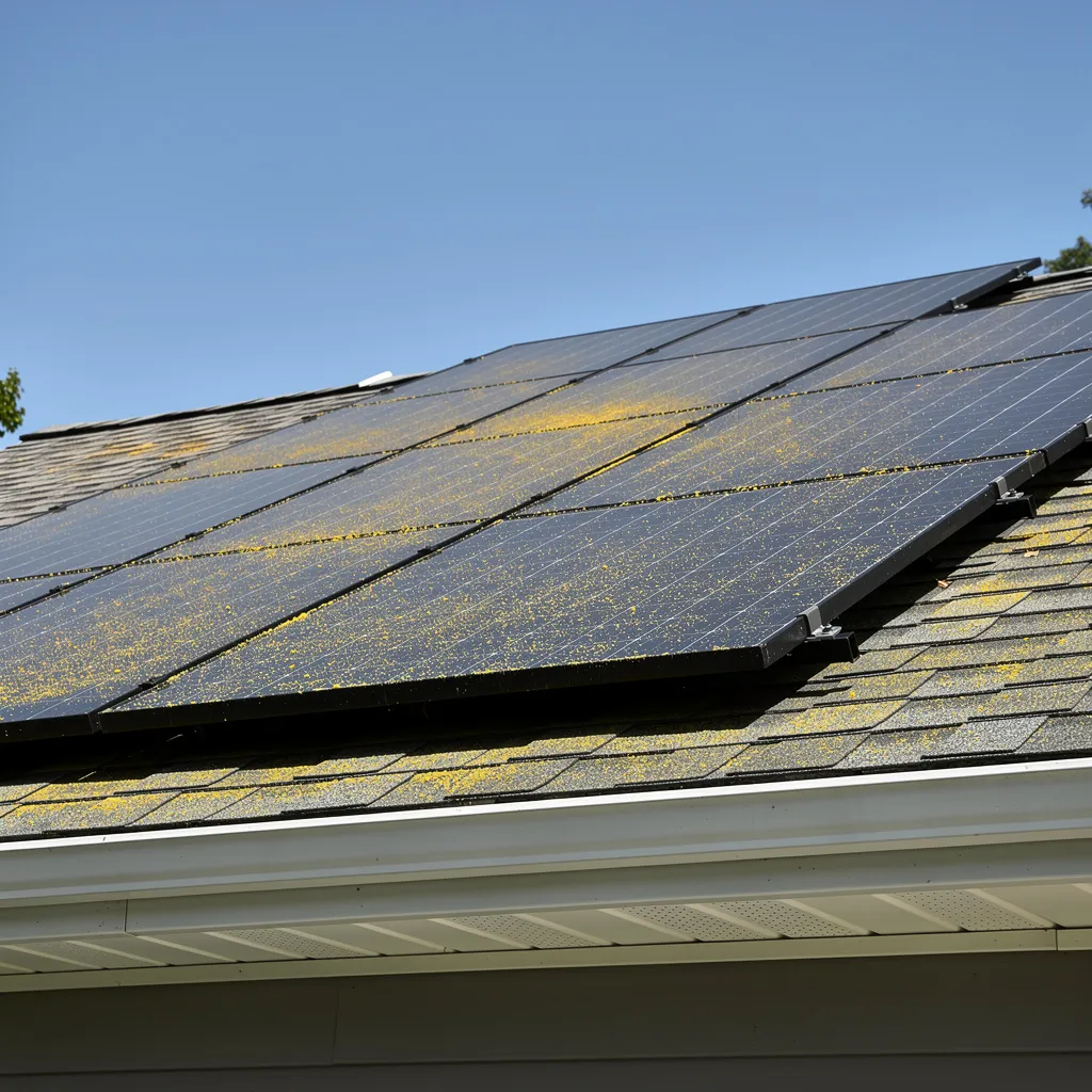 Pollen-covered solar panels in Hamden, CT